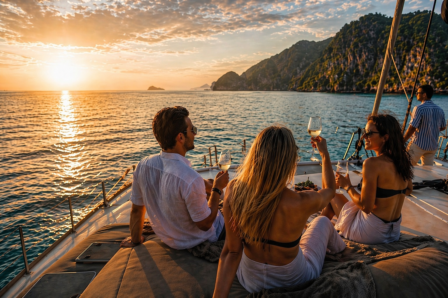 SY Shindig sailing catamaran in the Gulf of Thailand